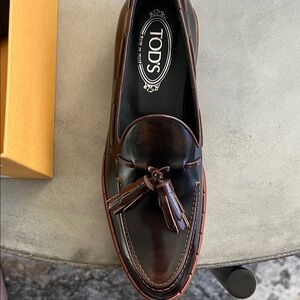 Tod's Dark Brown Leather Tassel Loafers